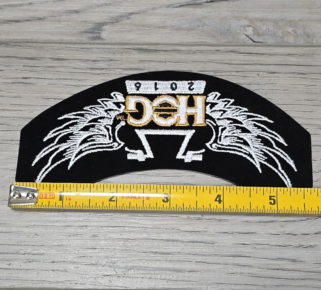 Harley Davidson HOG 2016 Rocker Patch Ape Hanger Handlebars Wings White Gold