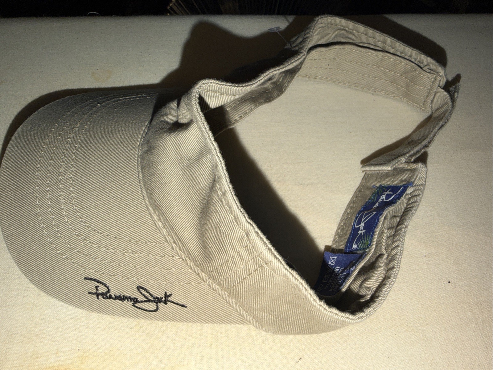 Beige Panama Jack Casual Day Sun Visor Washed Cotton Embroidered Signature Logo