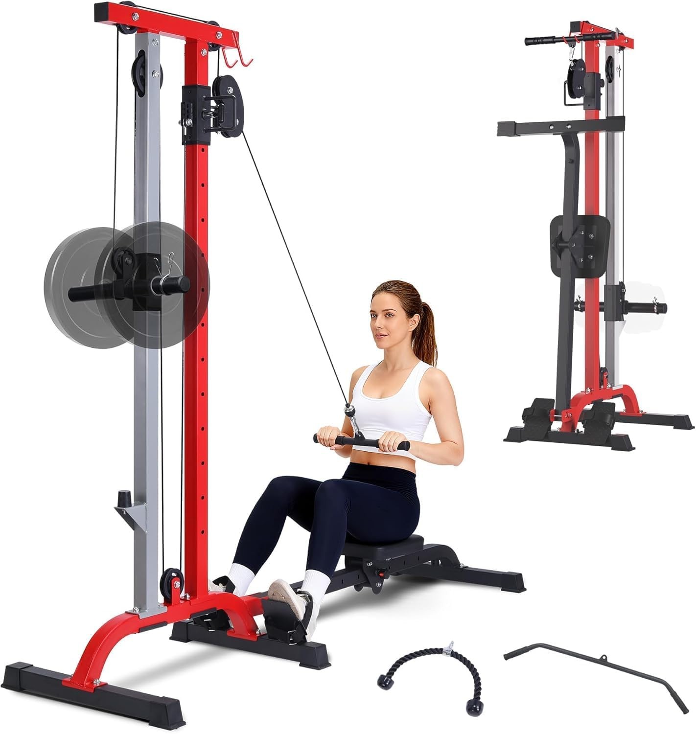 2in1 Rowing & Cable Machine ,LAT Pull Down & Low Row Cable Machine for Home Gym