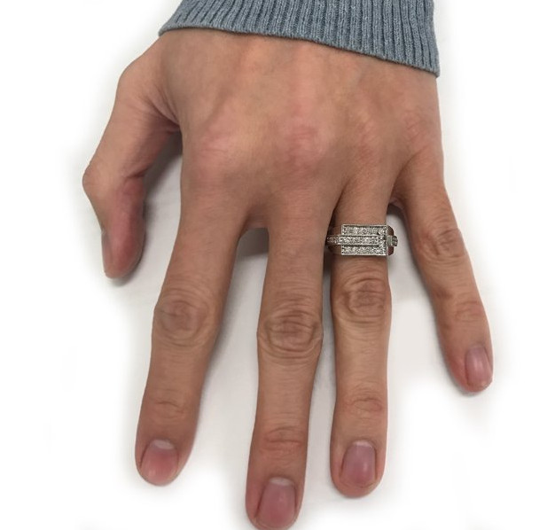 Prong Set Round Cut 1.03CT Lab-Created Diamond 935 Argentium Silver Men's Band