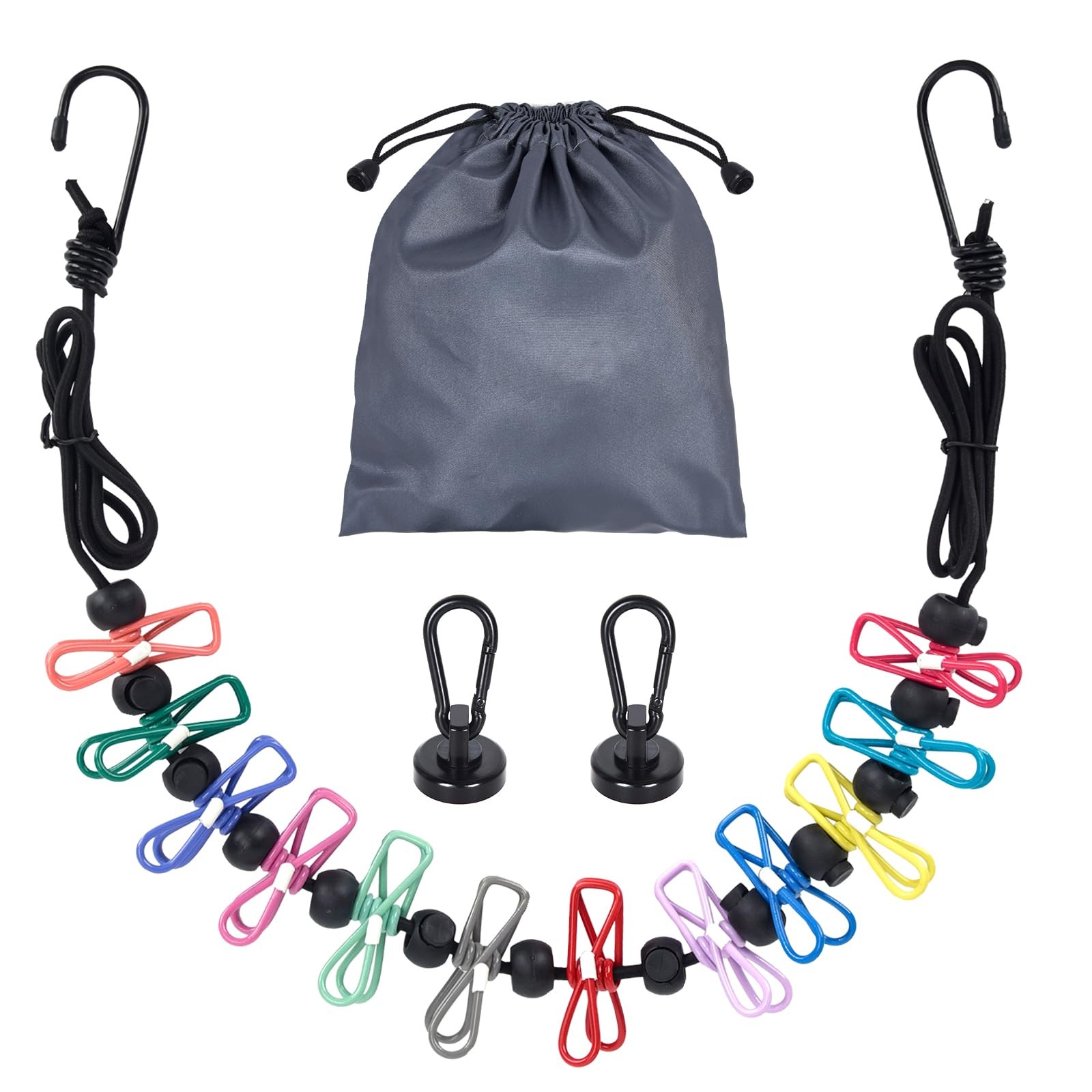 Magnetic Clothesline for Cruise Ship, Travel Clothesline with 12 Clothespins ...