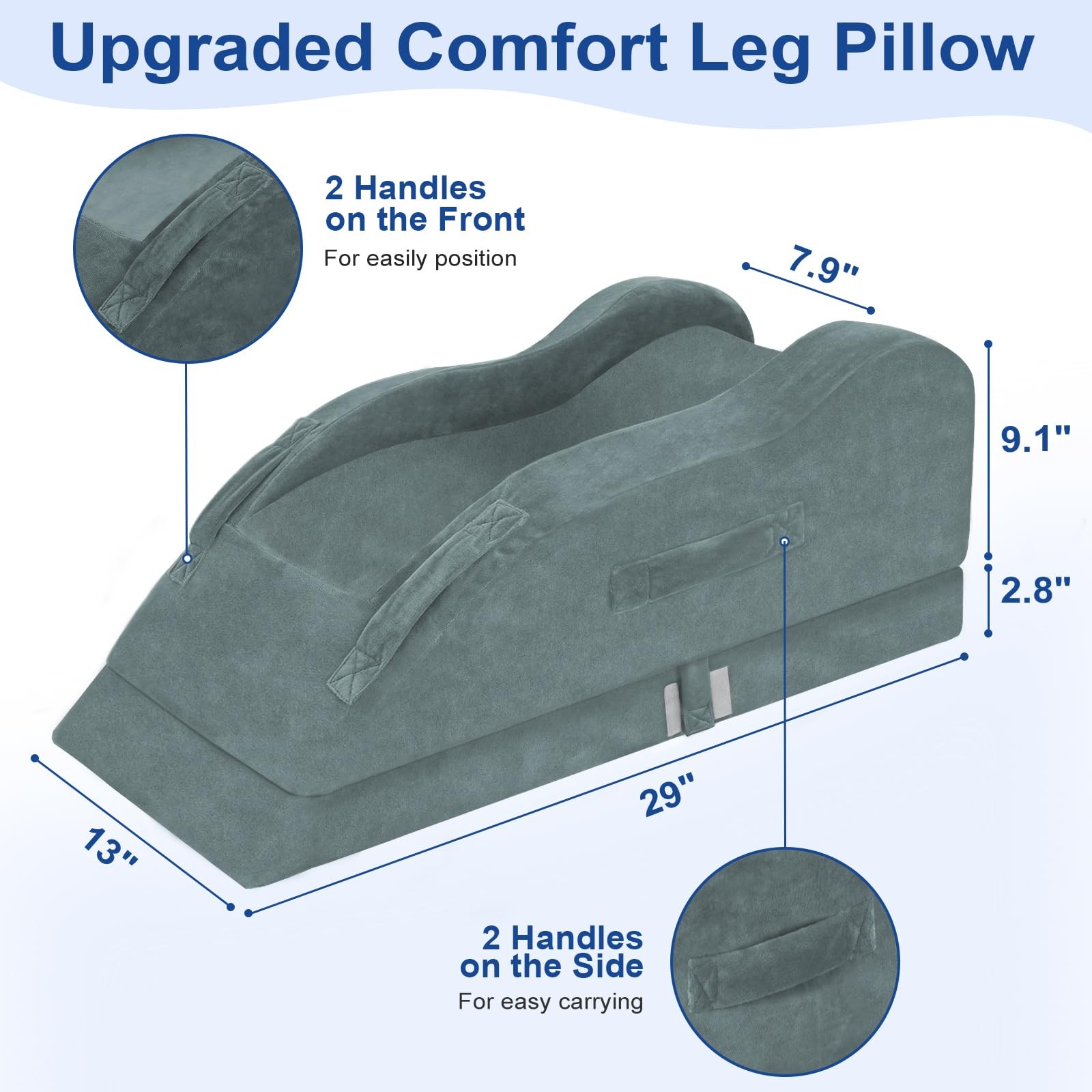 Adjustable Leg Elevation Pillows for After Surgery, Ergonomic Curve Keeps Kne...