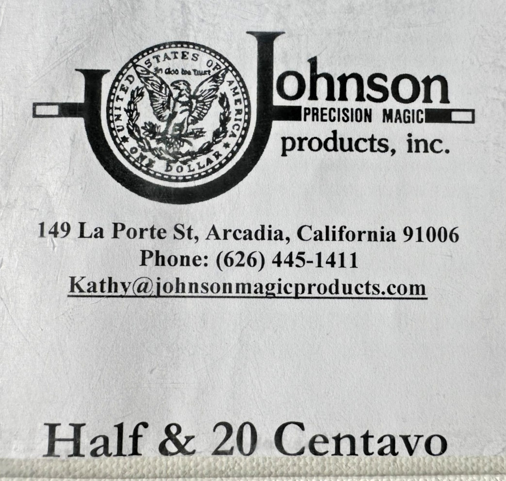 Johnson Precision Magic Half & 20 Centavo Coin Trick NOS Rare Sealed Set EDC New