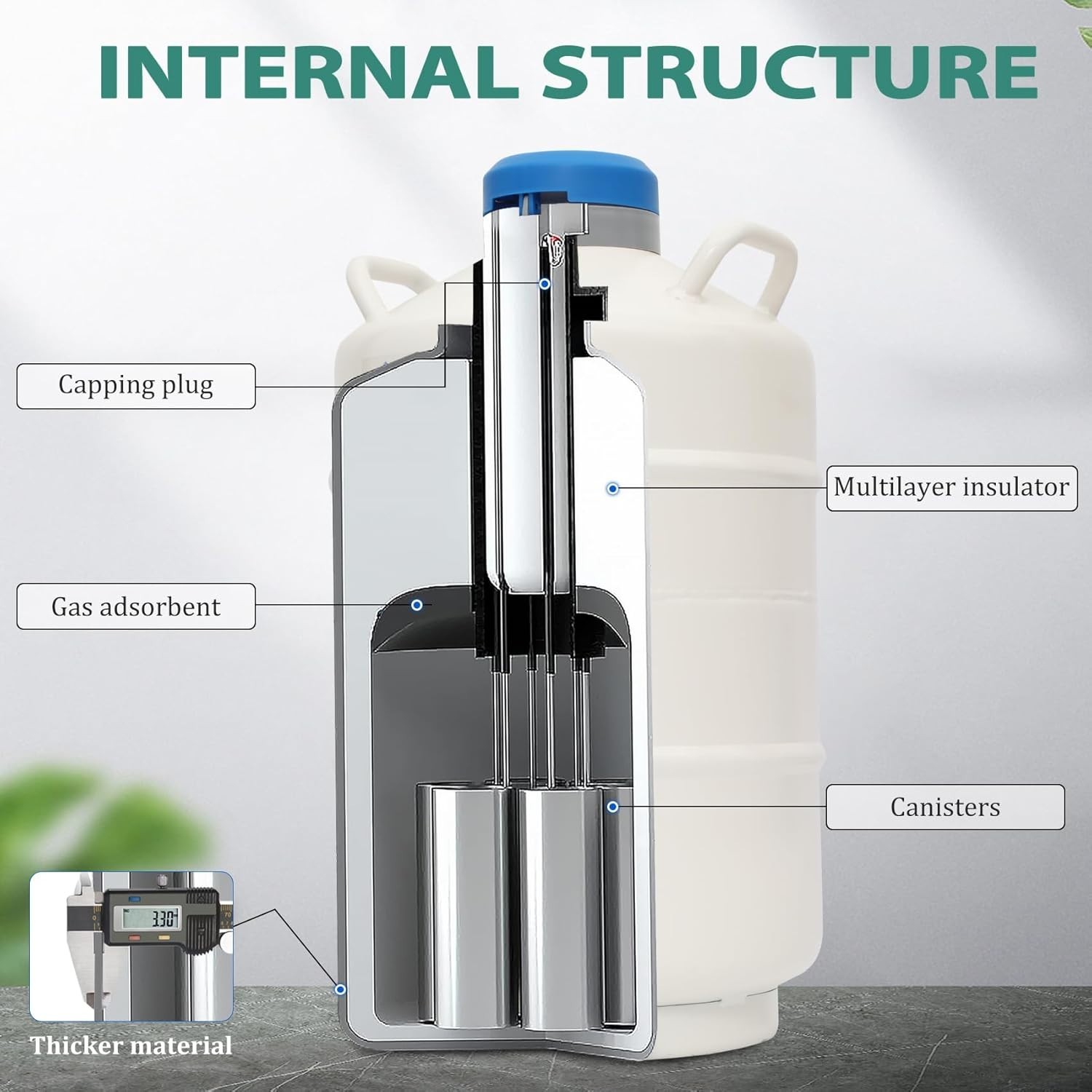20L Liquid Nitrogen Container with 6 Canisters for Safe Storage and Transport