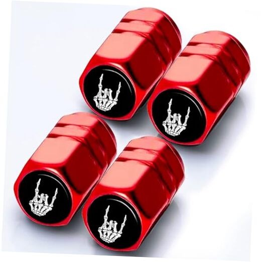 Tire Valve Stem Caps Skeleton Hand Skull Car Accessories Red Skeleton Hand Red
