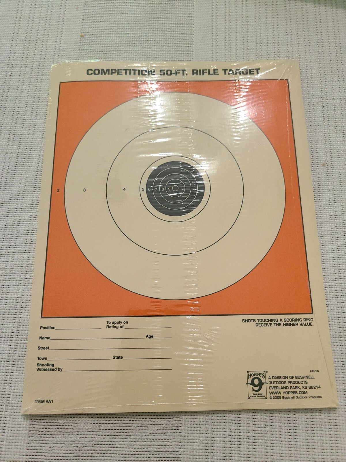 Hoppe's Bushnell 50ft Competition Rifle targets - Sealed Pack of 20 Targets