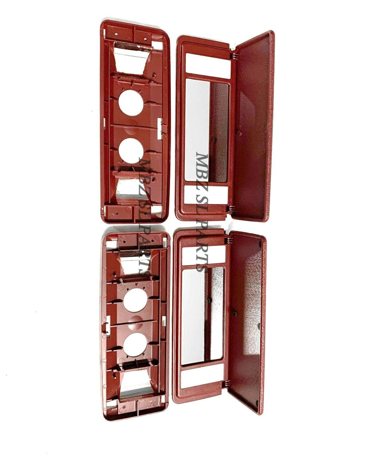 2 R129 SL500 SL320 SL600 500SL 300SL BURGUNDY SUN VISOR MIRROR TRAY VANITY MBZ