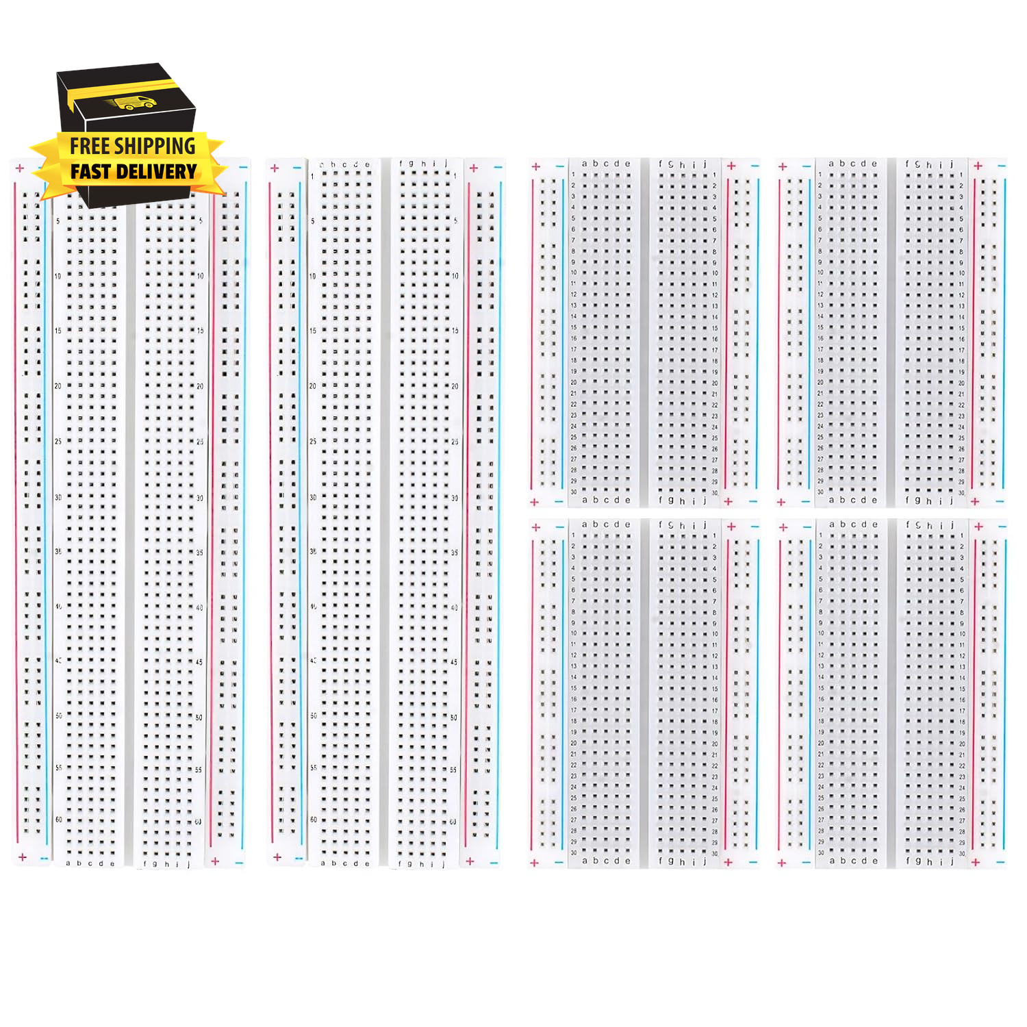 Breadboard, 6PCS Bread Board, Breadboard Kit Includes 2PCS 830 Point + 4PCS 400