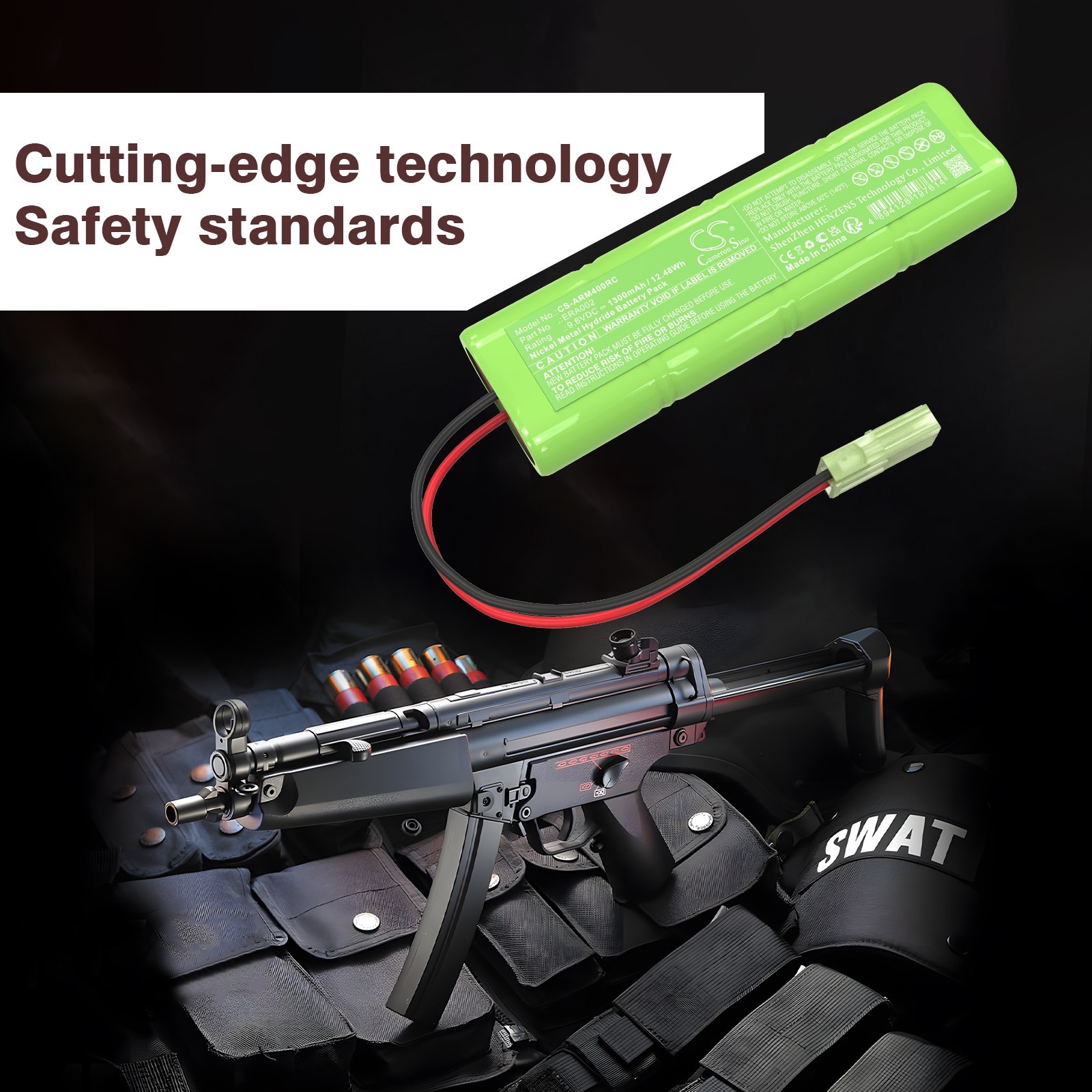 BATTERIE 1300mAh Type ERA002 For Airsoft Guns M4 A M4 A1 RIS MC51 MP5 A5 STEYR