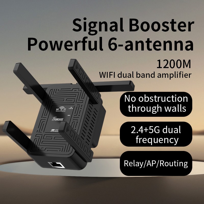 1200Mbps WiFi Extender Booster 5.8GHz/2.4GHz Dual Band WiFi Repeater 6 Antennas✅