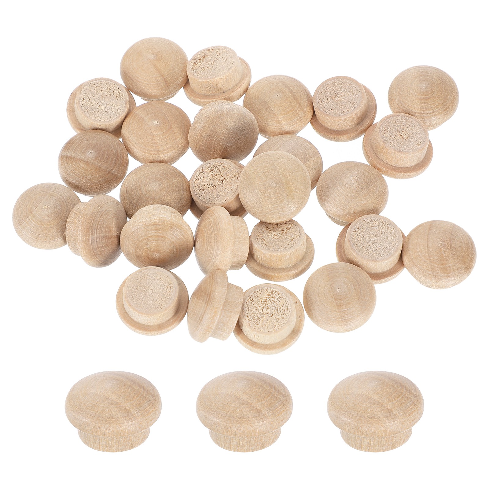 26Pcs Wood Button Plugs, 10mm/0.39" Hardwood Screw Hole Plug for Furniture