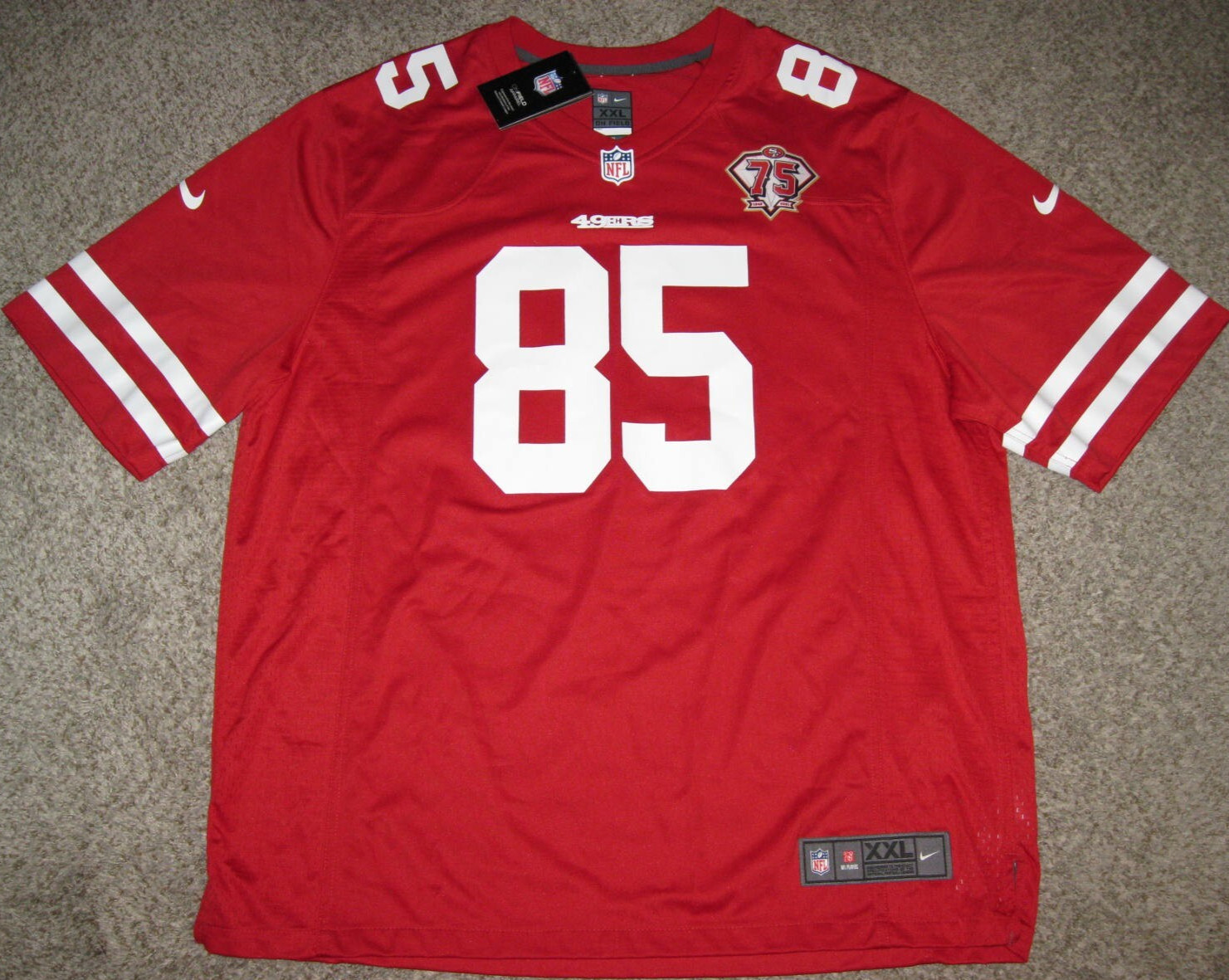 George Kittle San Fran. 49ers 75th Anny. Red Men's Nike Game Jersey (2XL & 3XL)