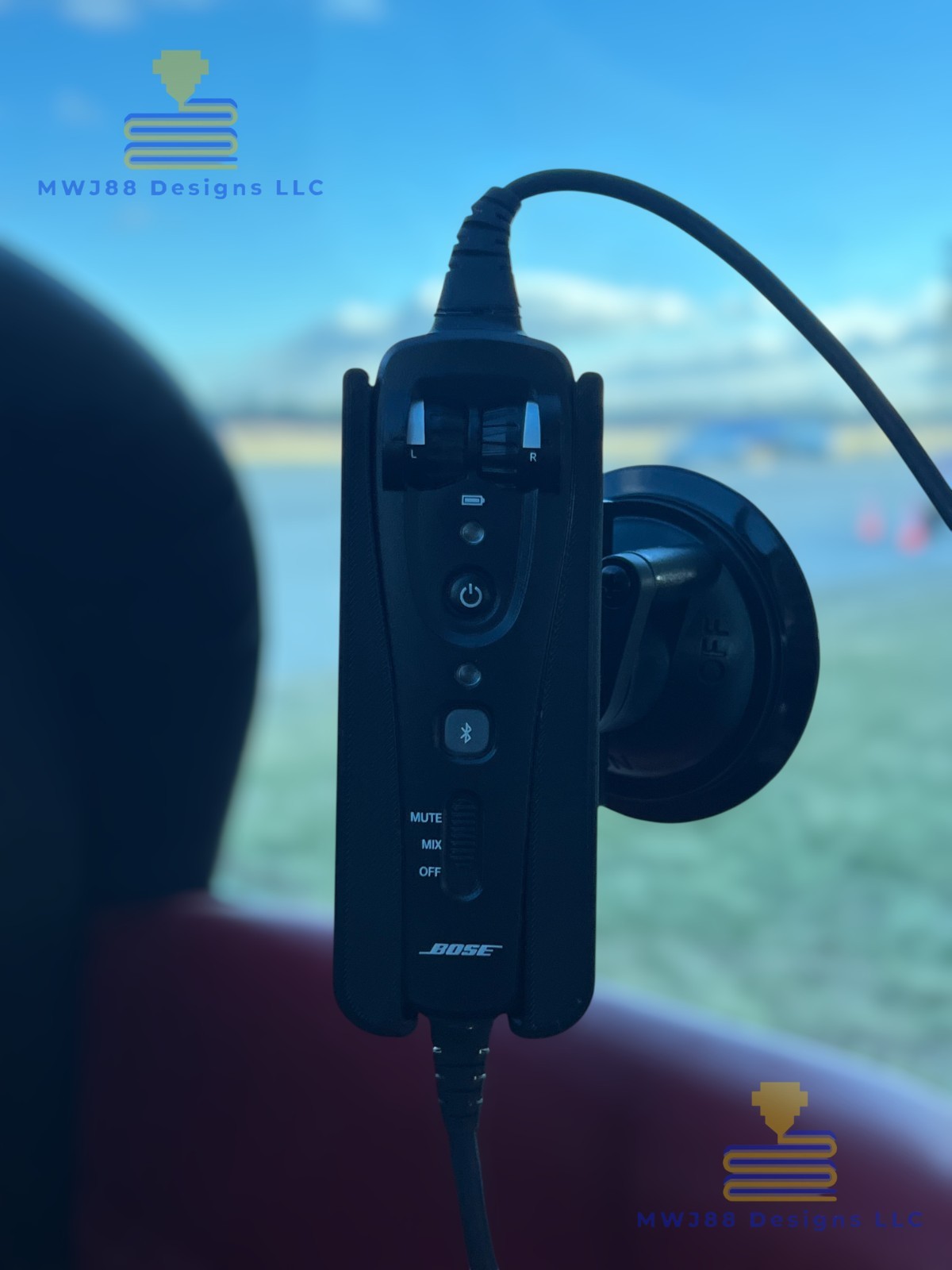 Suction Cup Mount For Bose A20 Aviation Headset For SINGLE ANR Controller