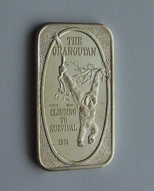 The Orangutan _ Clinging To Survival  _ USSC _ 1974 _ 1 oz Silver Art Bar # 1442