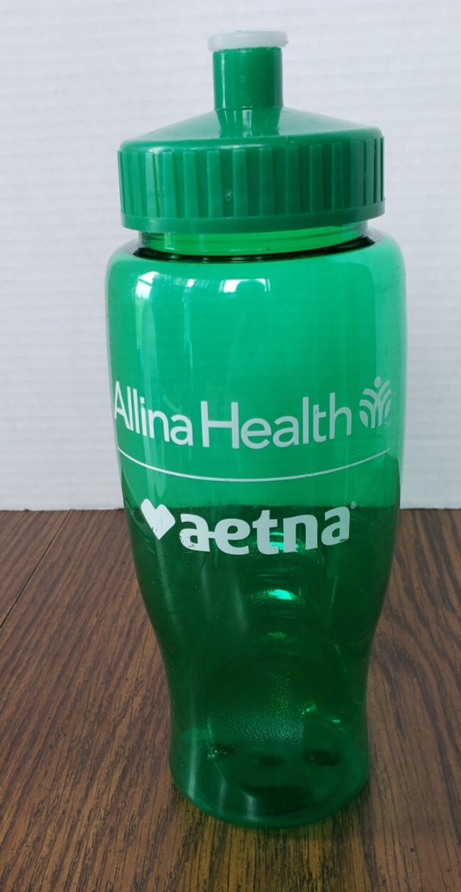 Green Plastic 12 oz Alina Health Promotional Water Bottle