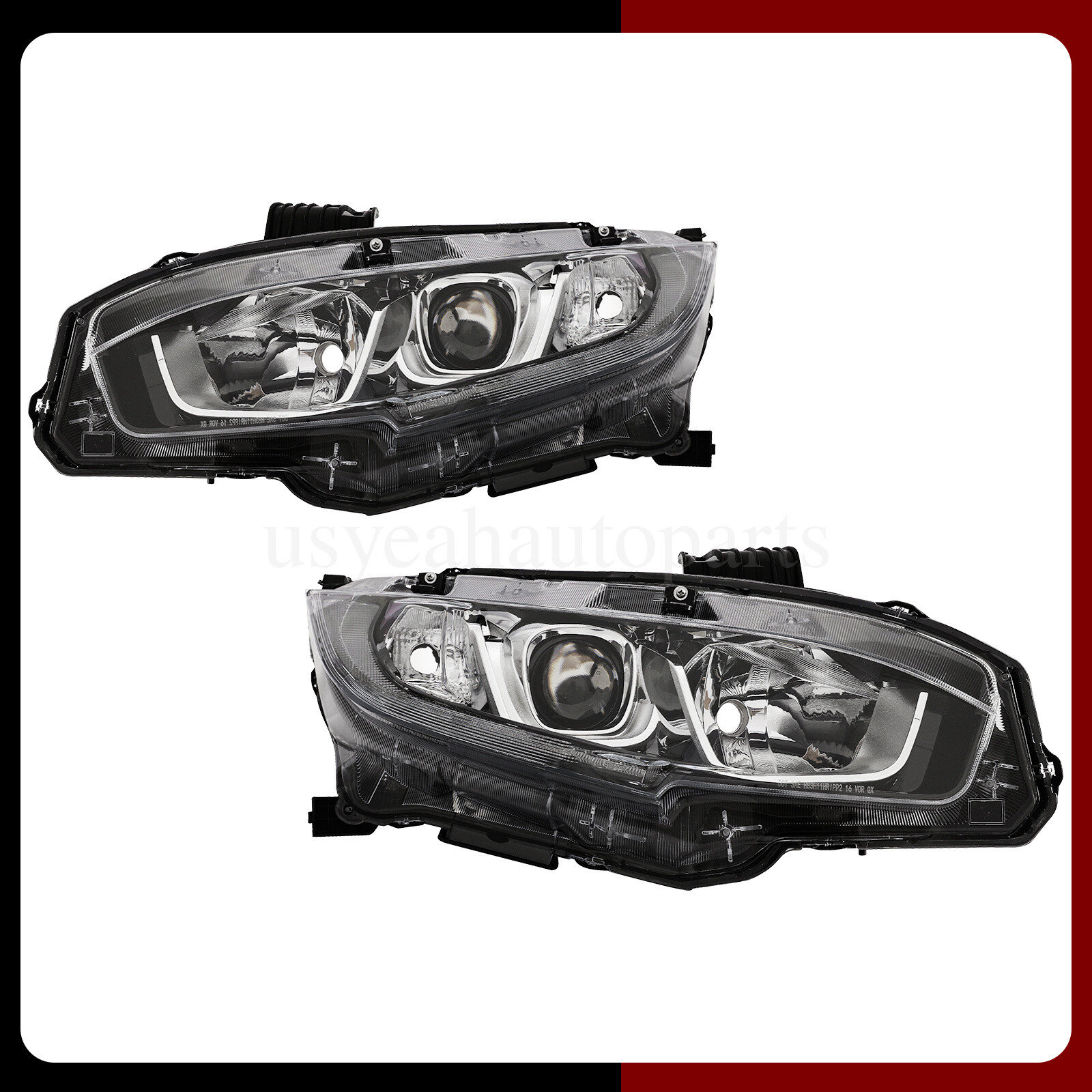 Fit For Honda Civic 2016-2021 Pair Halogen Headlights Headlamps LEFT&RIGHT