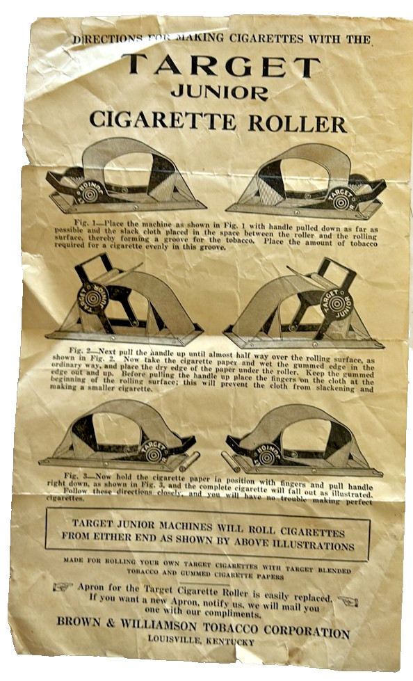 Target Junior Cigarette Roller Operation Guide Tobacco Paper Manual