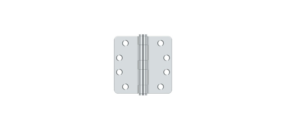 Deltana S44R4HD26 4" x 4" x 1/4" Radius Hinge, HD in Polished Chrome Pair