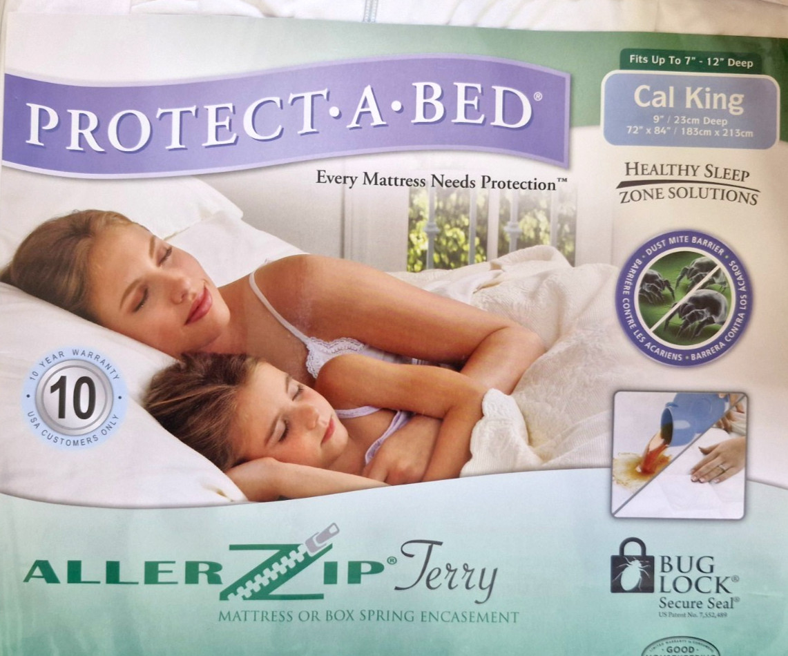 MATTRESS PROTECTOR CAL KING Protect-A-Bed Waterproof  Encasement ALLERZIP Terry