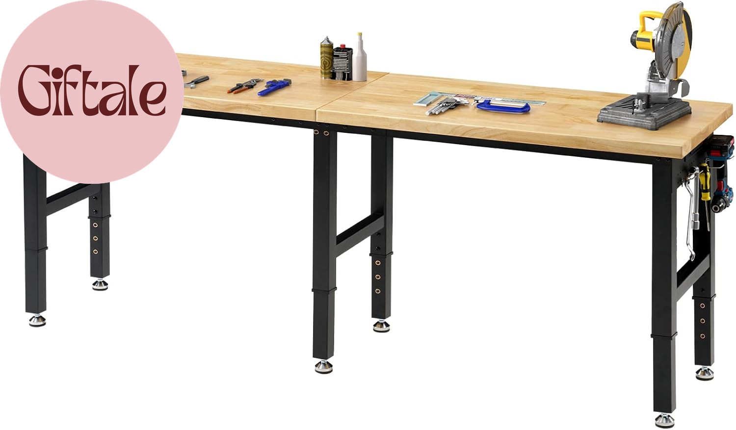 96" Adjustable Heavy Duty Workbench 6000 Lbs Capacity with 4 AC Outlet and 2 USB