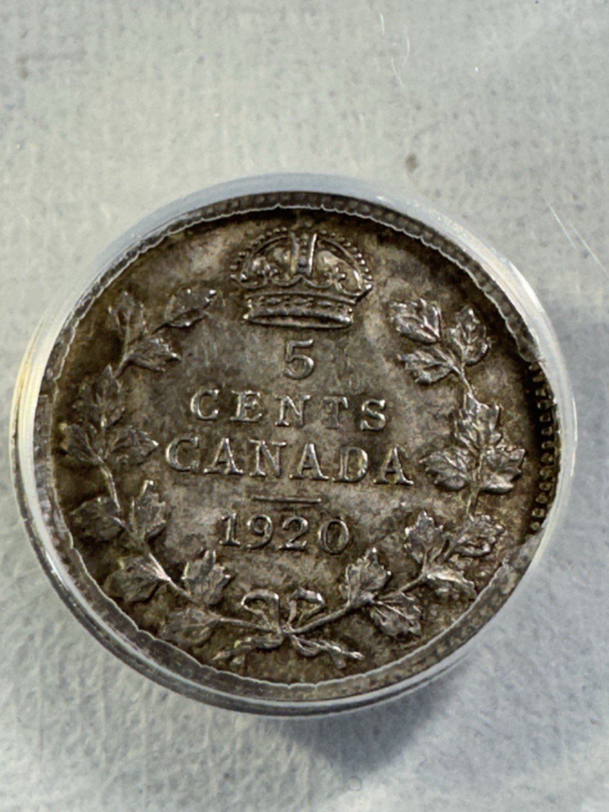 1920 Canada 5 Cents Silver Coin Graded AU 53 by ANACS