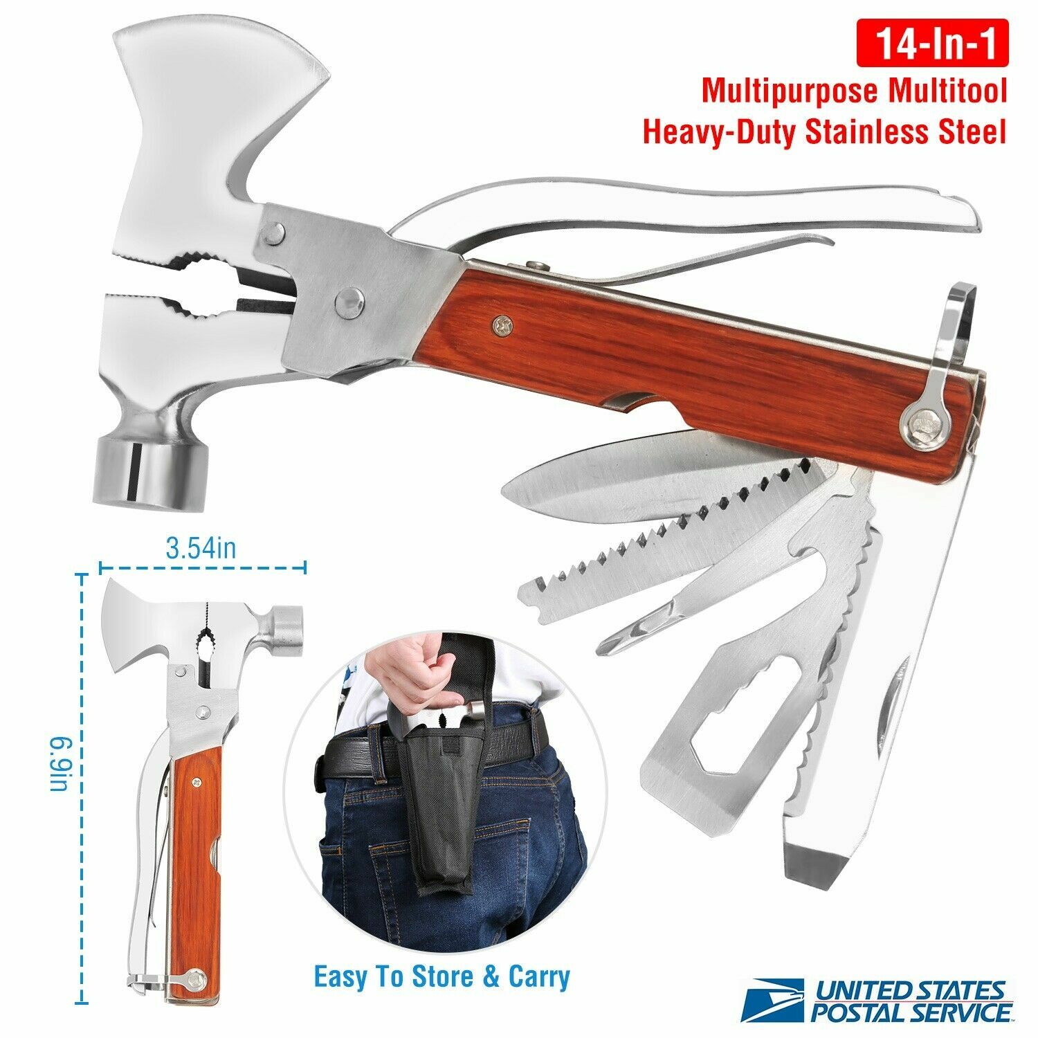 Multi Tools Purpose Camping Emergency Survival Axe Hatchet Hammer Gear Kit Set