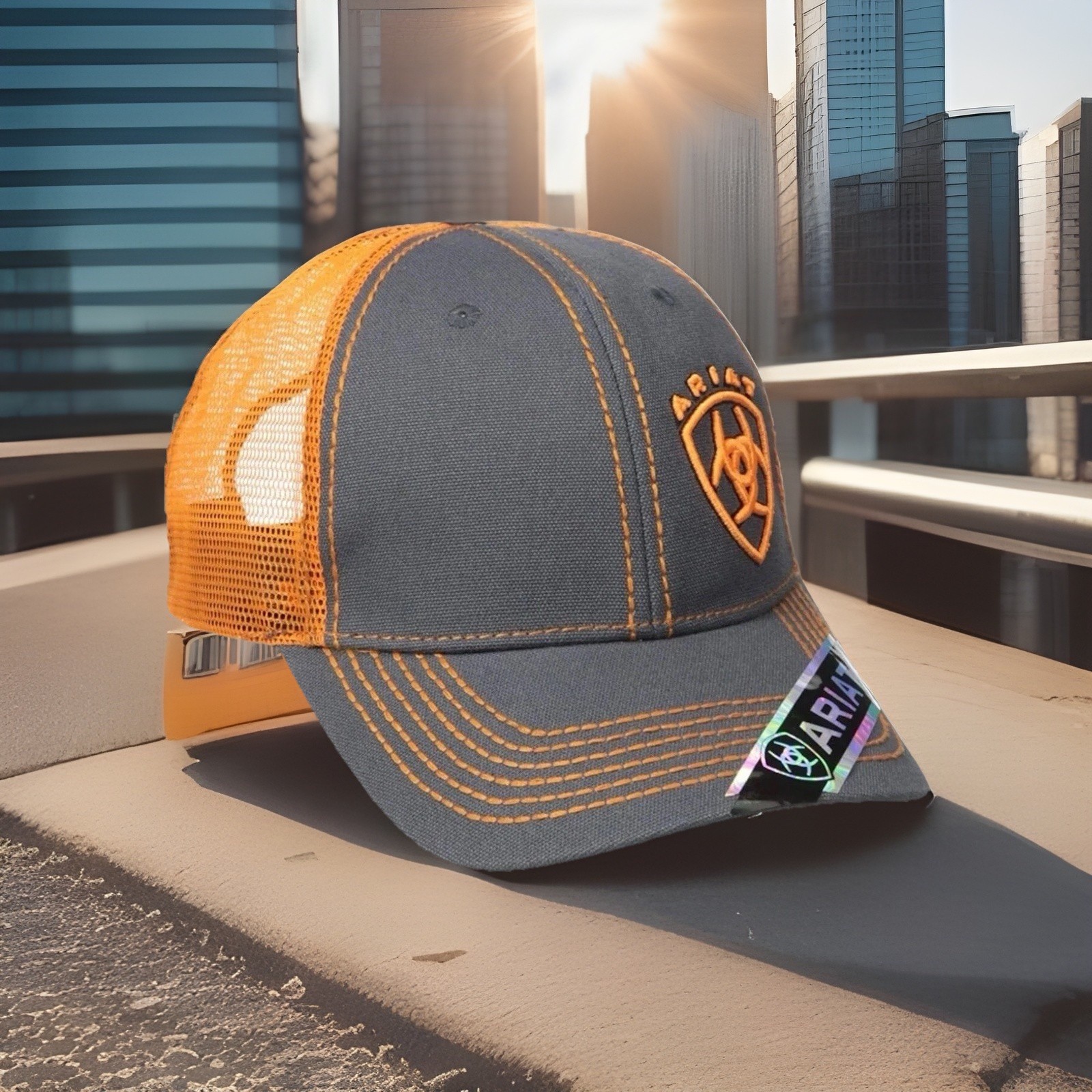 Ariat Mens B-Fit Shield Logo Mesh Back Snapback Cap Hat