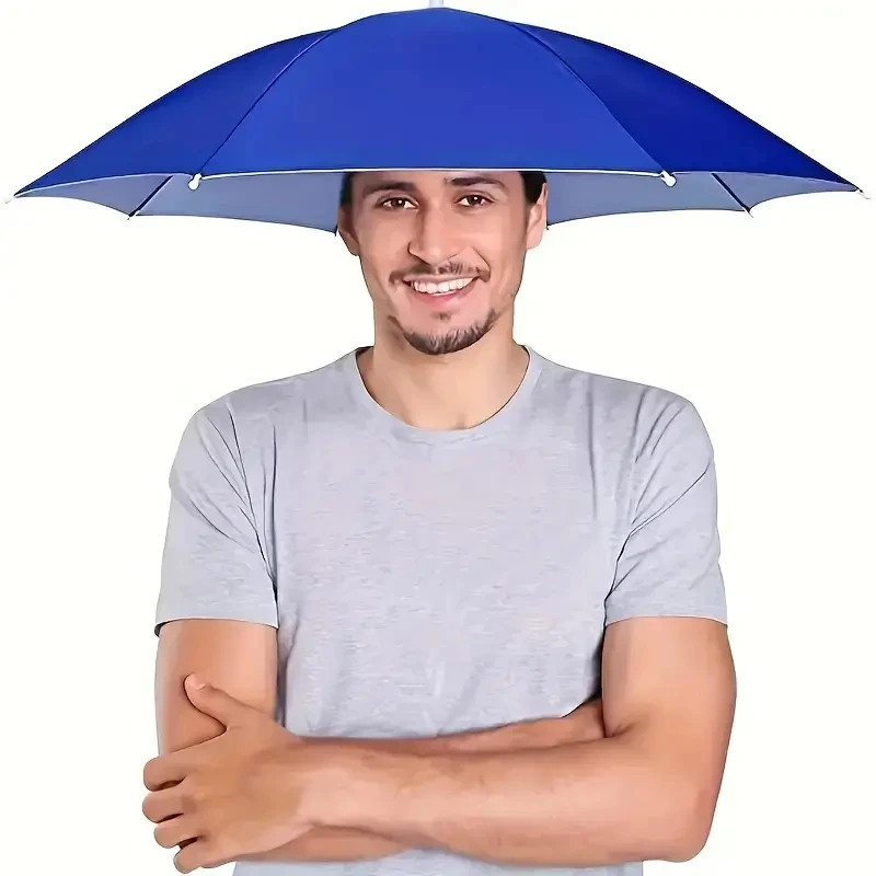 Hands Free Head Umbrella Hat Folding Sunshade_Cap Windproof Outdoor Fishing