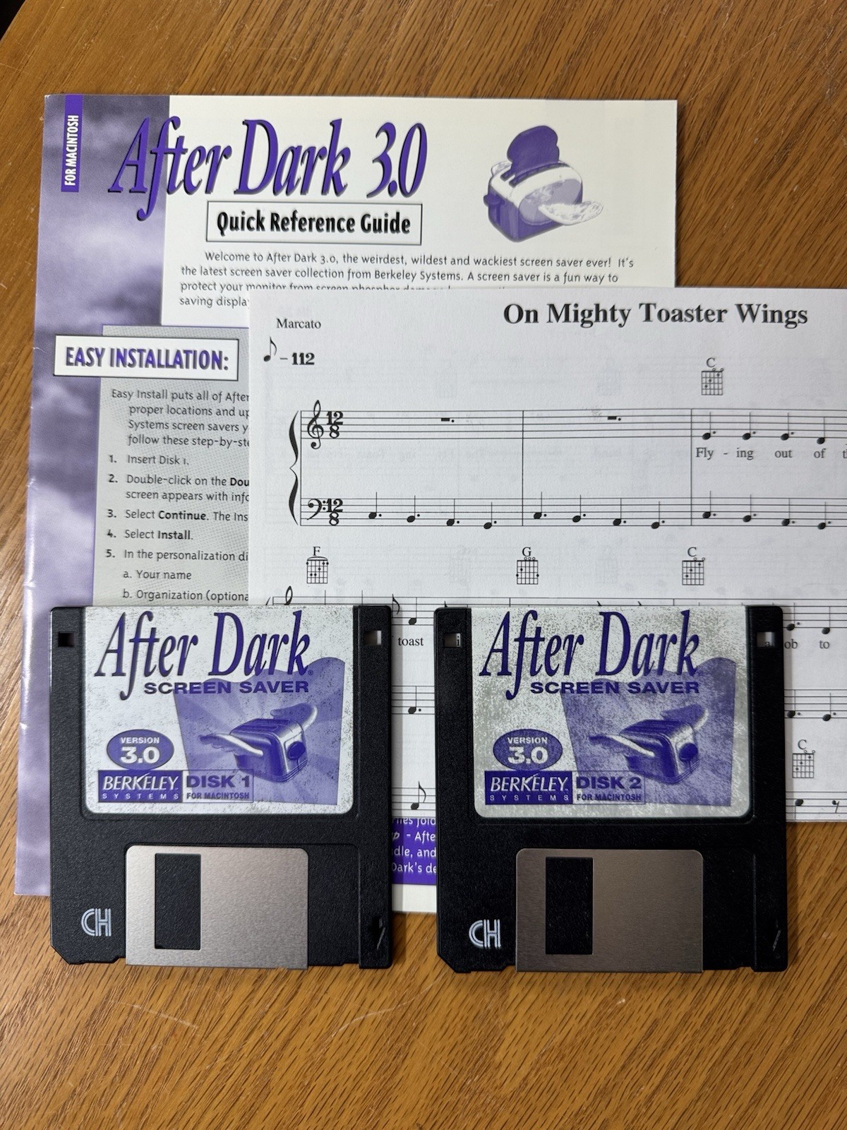 After Dark Screen Saver 3.0 1994 Apple Mac 3.5" 2 Disks, Toaster Song, Guide