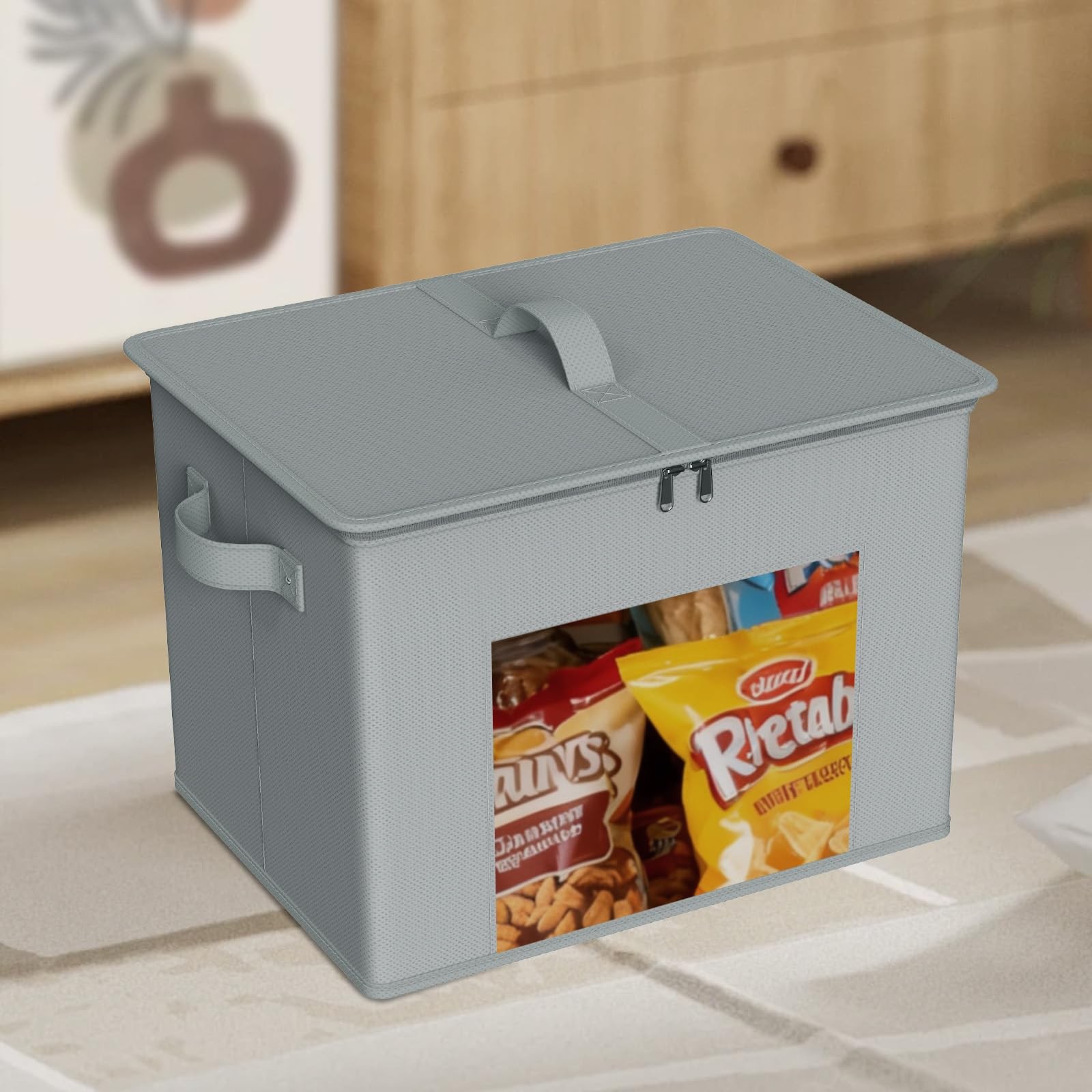 Fabric Storage Bins Stackable Closet Organizer Light Grey 17x12x12 In 4 PCS