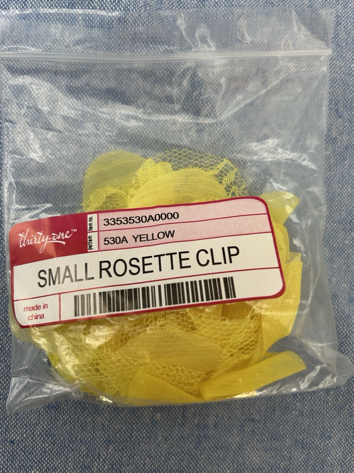Thirty One Yellow Small Rosette Clip