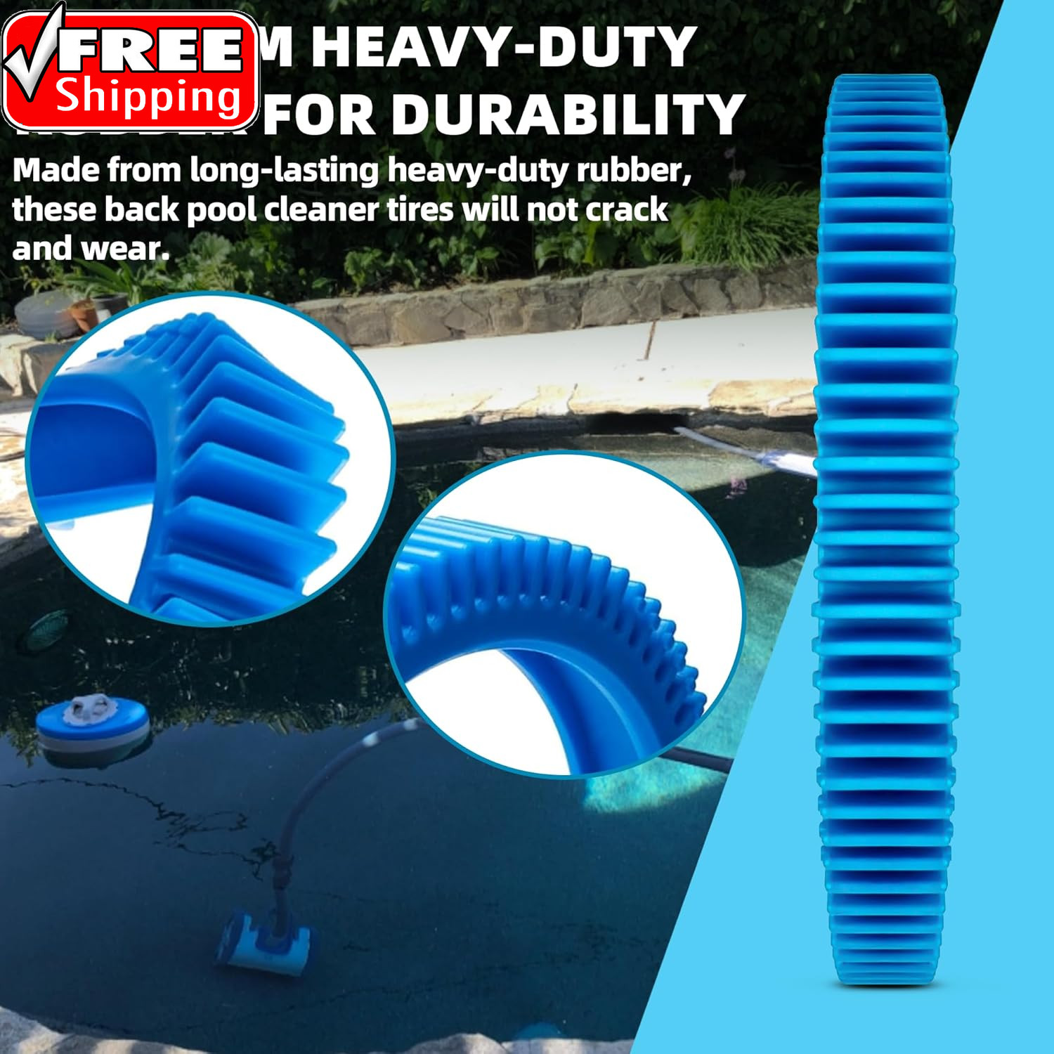 2-Pack Back Tires Replacement for Pool Cleaner – Compatible with Hayward Poolver