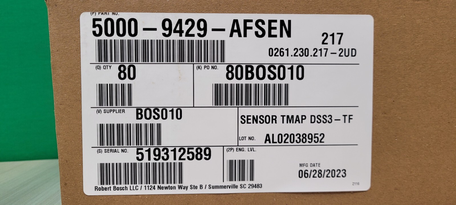 Bosch OEM Manifold Absolute Pressure (MAP) Sensor 0261230217 TMAP DSS3-TF NEW