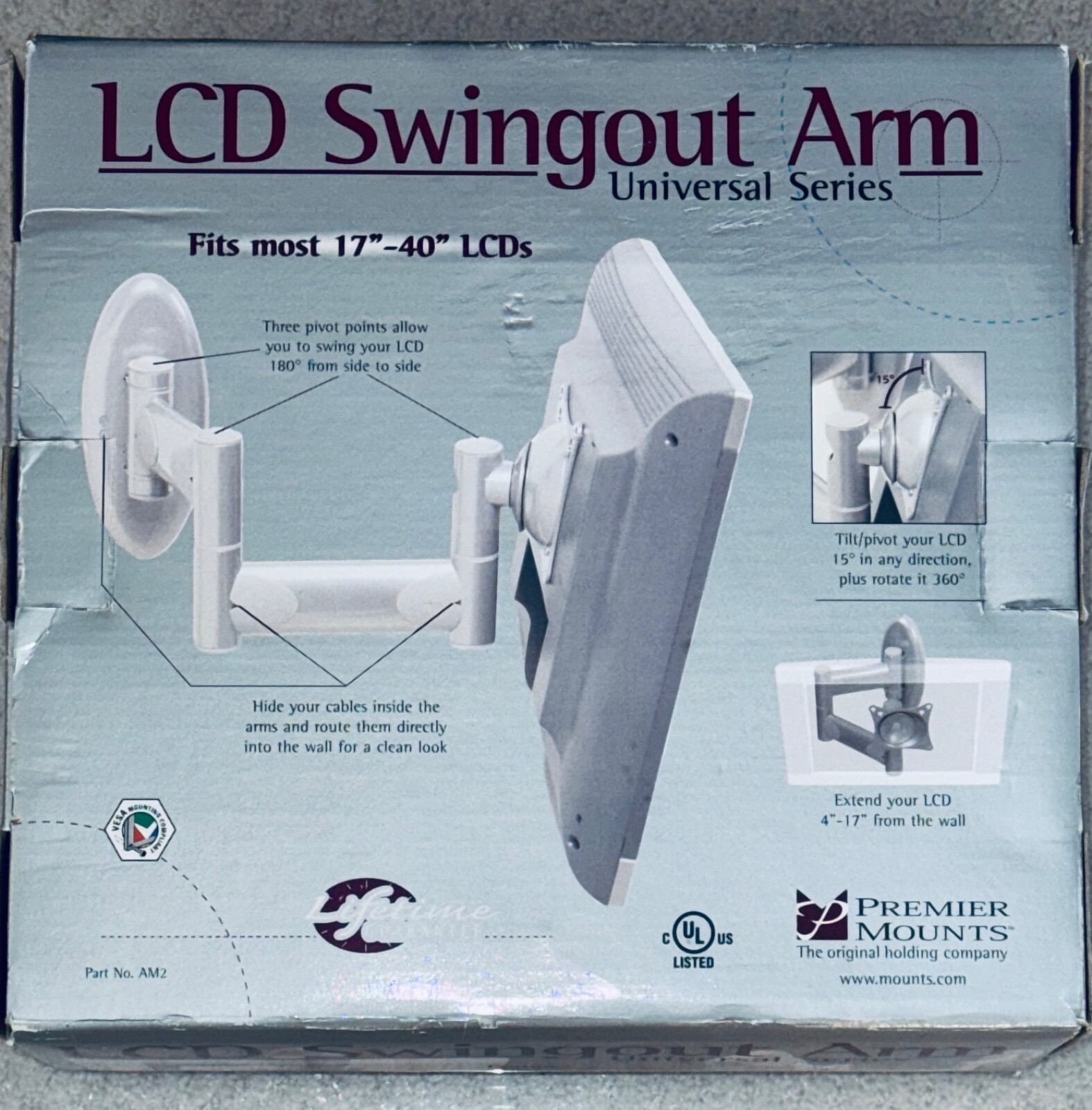 Premier LCD Swingout Arm Universal Series AM2, TV WALL MOUNT