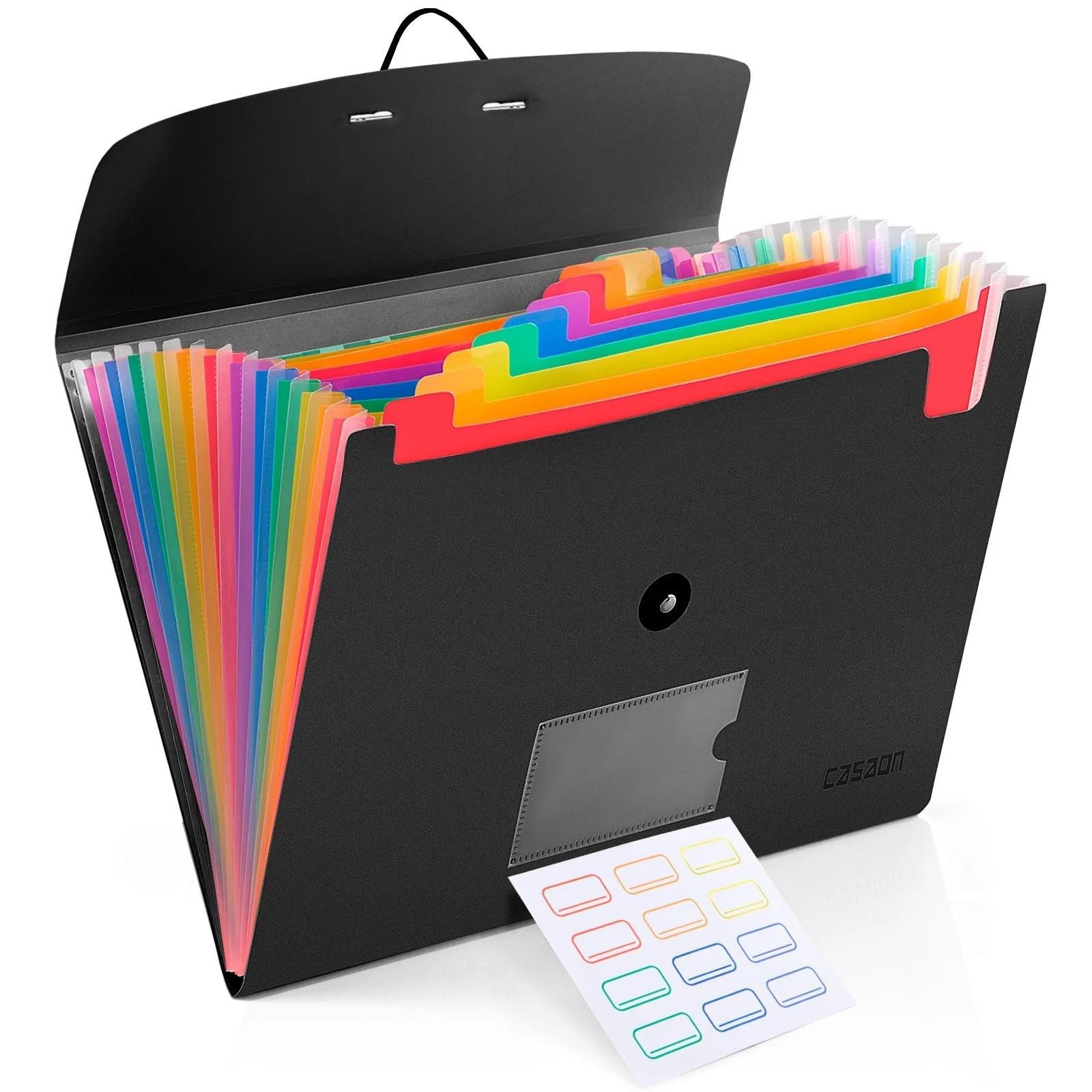13 Pocket Expanding File Folder Accordian File Organizer, A4 Letter Size Paper