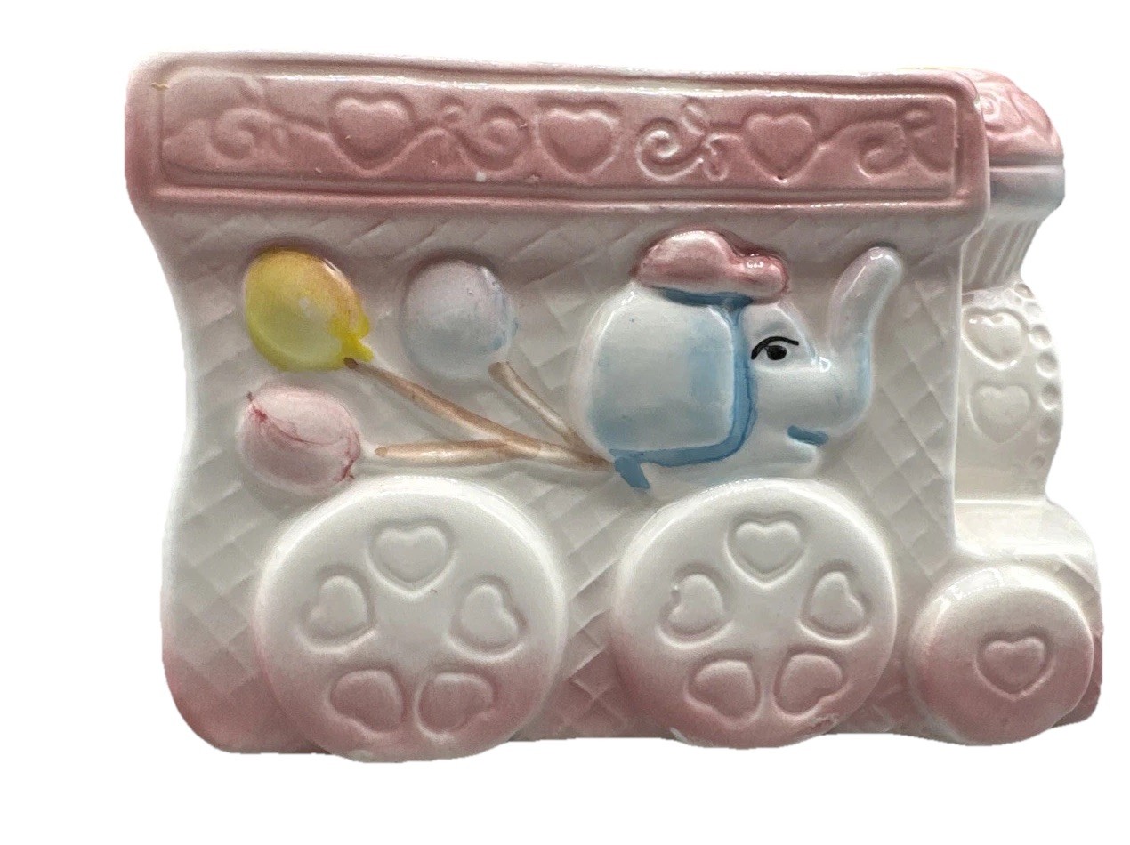 VINTAGE 1984 MY-NEIL CERAMIC EMBOSSED TRAIN CAR PLANTER 1984