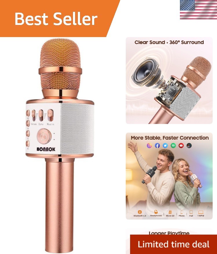 All-in-One Portable Karaoke Mic with Bluetooth and Speaker - Perfect Gift idea