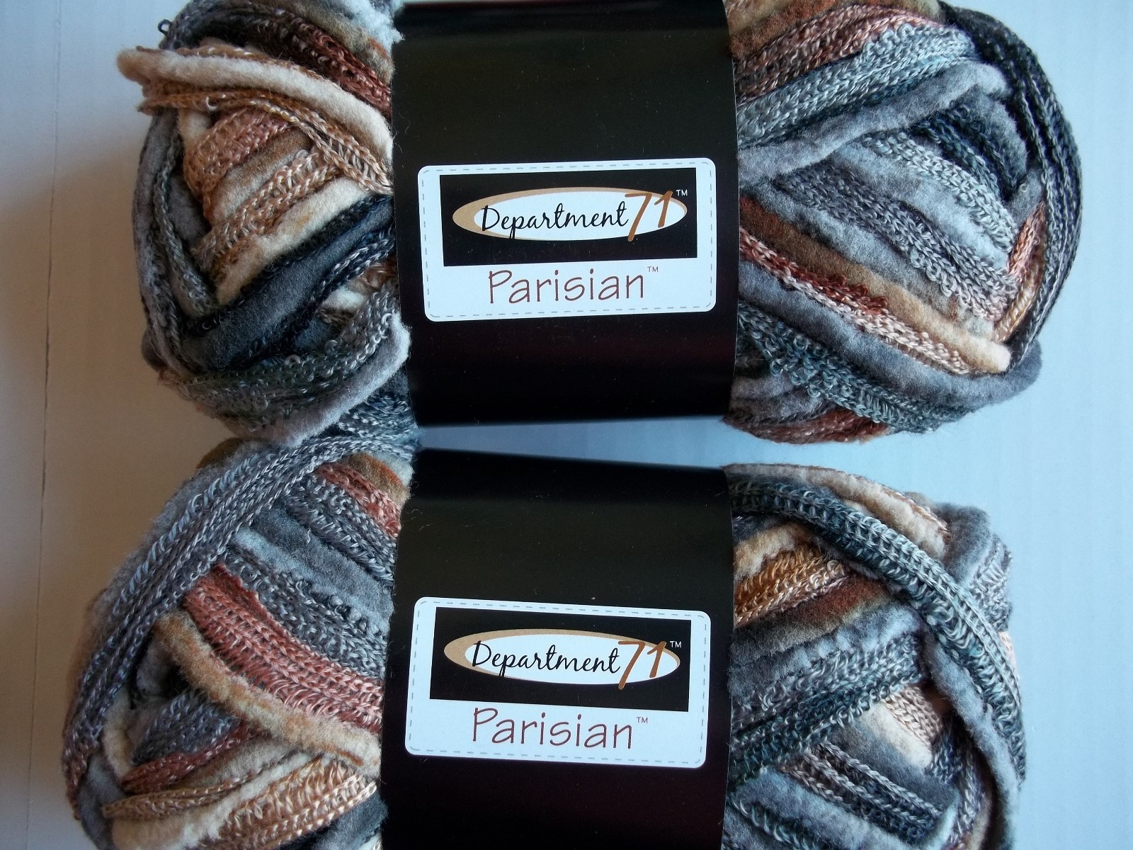 Department 71 Parisian ruffle fur mesh yarn, Mink, lot of 2 (22 yds each)