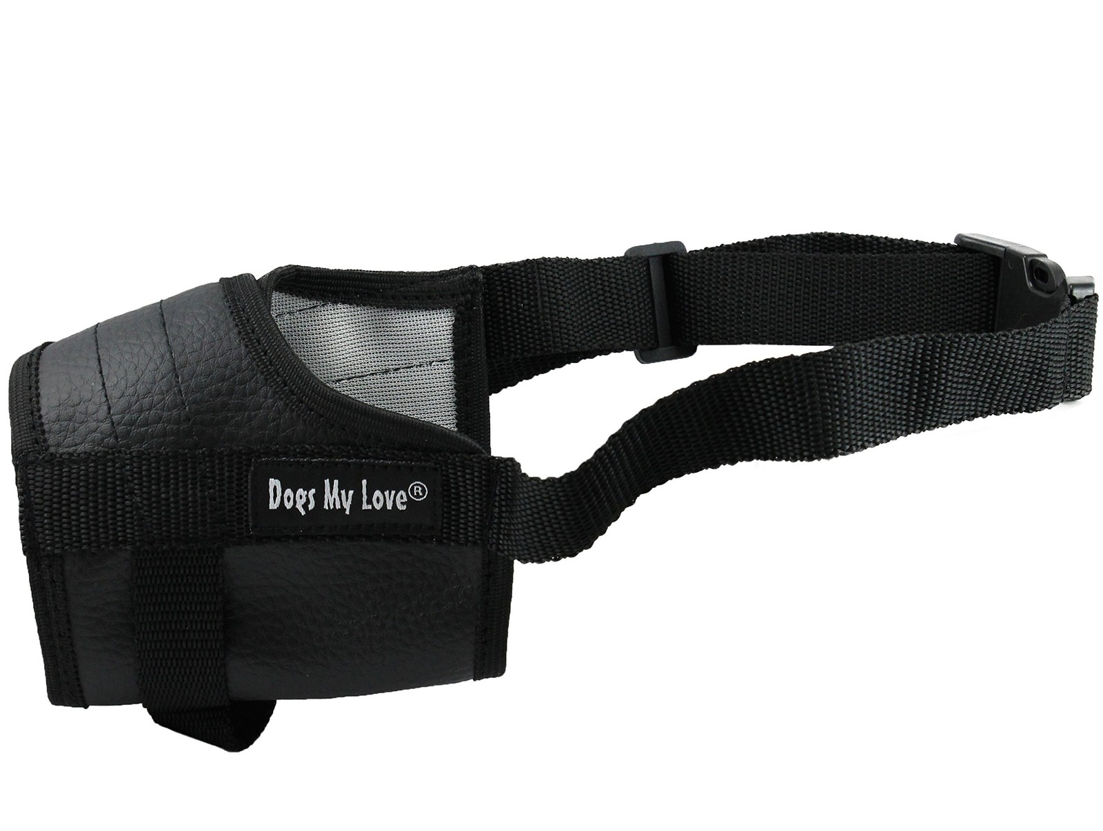 Adjustable Dog Muzzle 6 Sizes Black (L: L: 9.5"-13.5" Snout Circumf.,