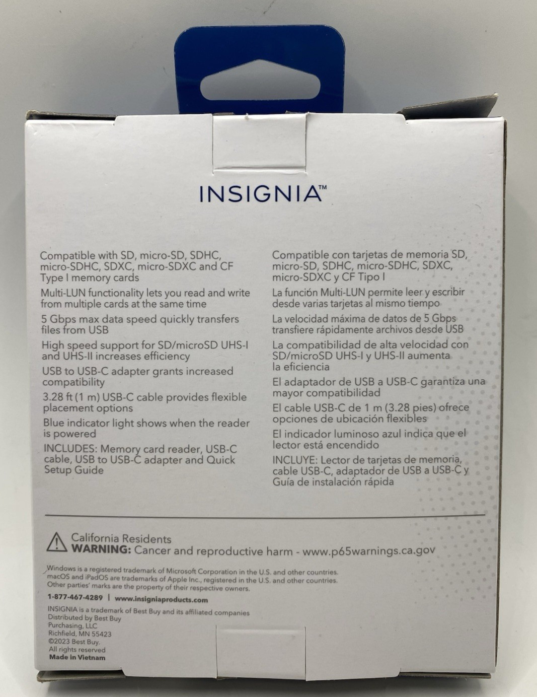 Memory Card Reader -USB-C to SD, microSD and CompactFlash - Insignia Black