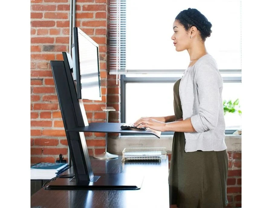Humanscale QuickStand Clamp Mount Sit-Stand Desk Converter –Black – Single Mount