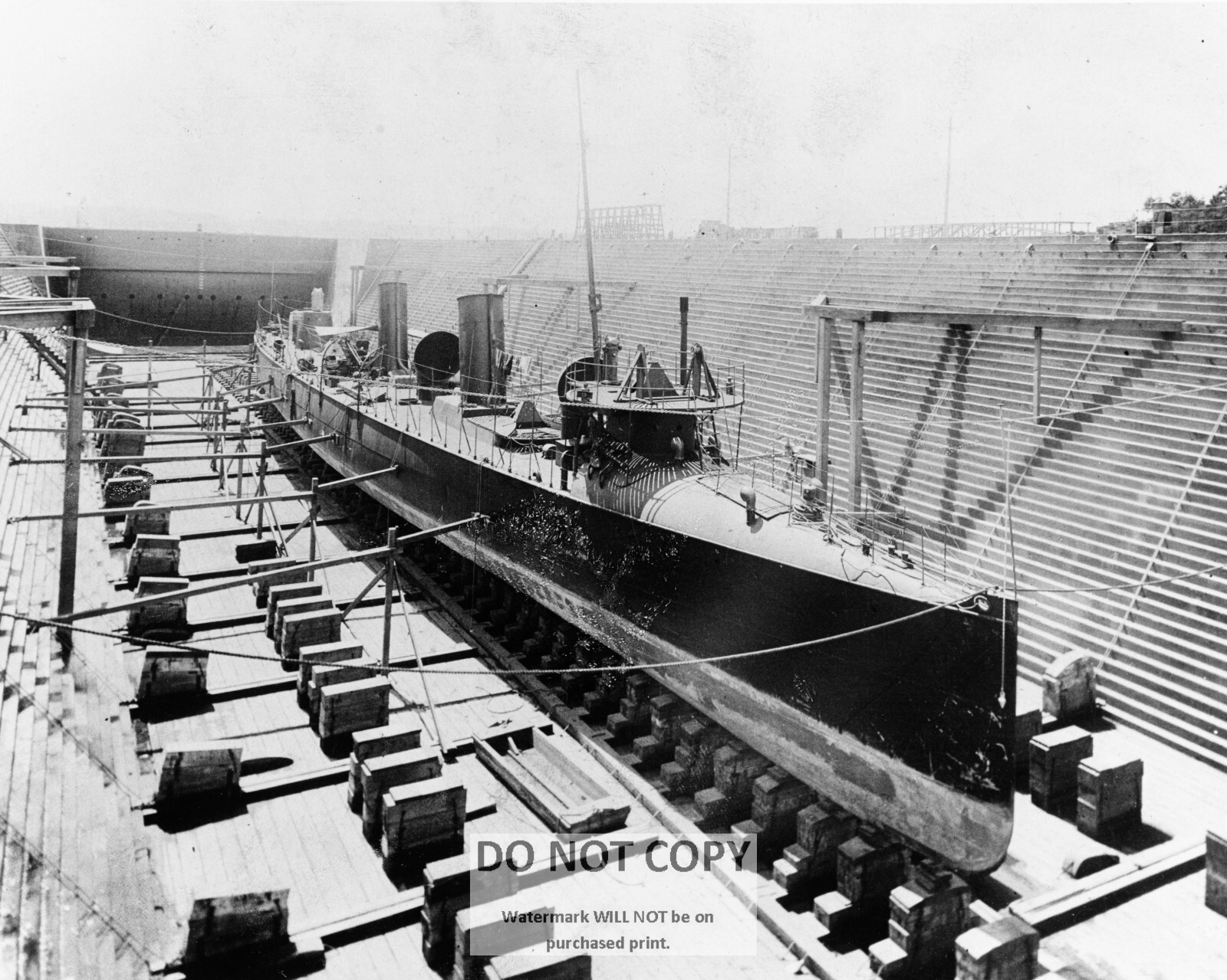 USS GOLDSBOROUGH (TB-20) IN DRY-DOCK IN 1900 - 8X10 PHOTO (OP-887)