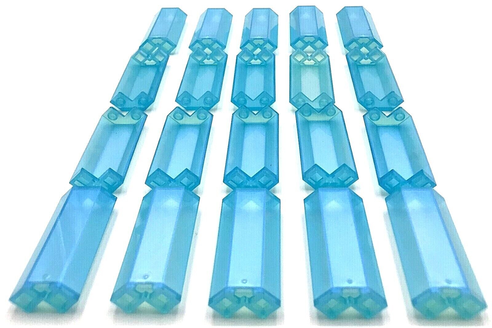 Lego 20 New Satin Trans-Light Blue Panels 2 x 2 x 5 Stud Corner Wall Ice Pieces