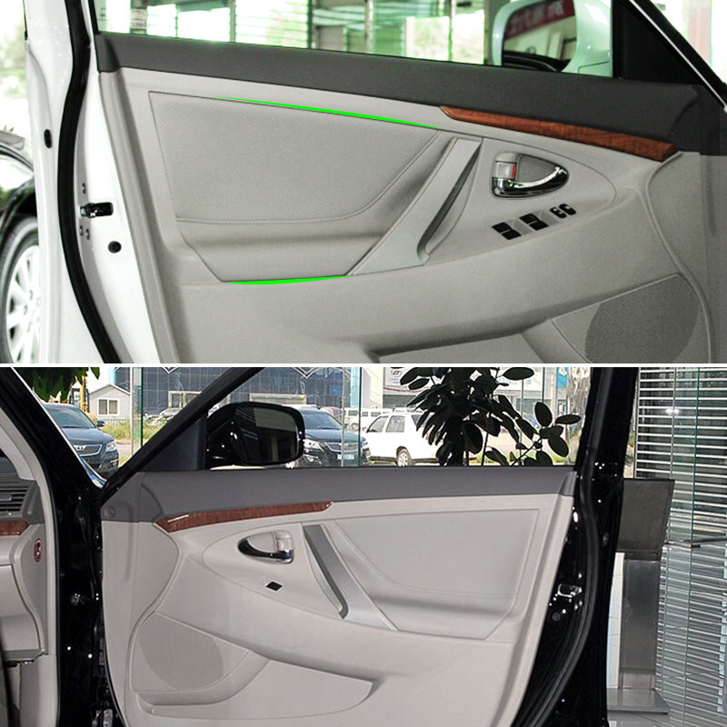 2x Front Interior Door Pane Gray Leather Cover Trim For Toyota Camry 2006 - 2012