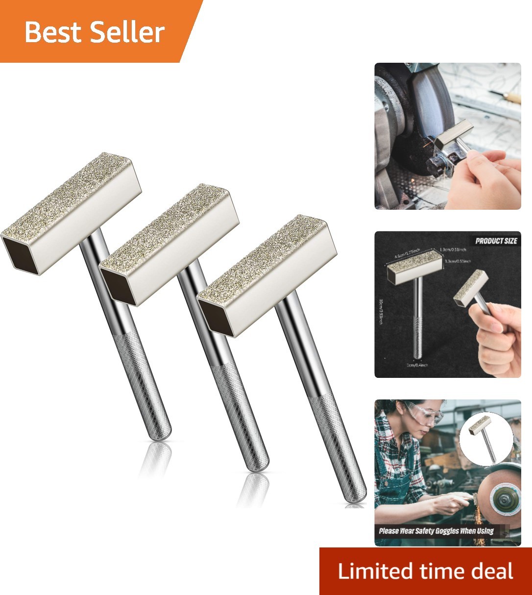 Professional Diamond Dresser 3-Piece Set: Perfect for Bench Grinders & Deburring