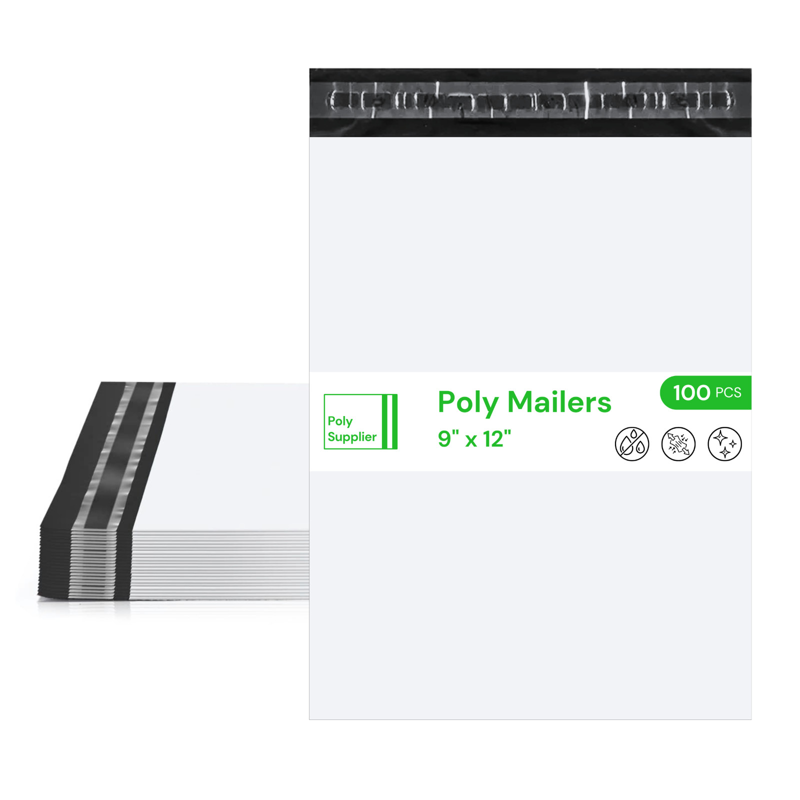 Poly Mailers Shipping Bags 100 Pcs 9x12, Waterproof Poly Mailers, Glossy Finish