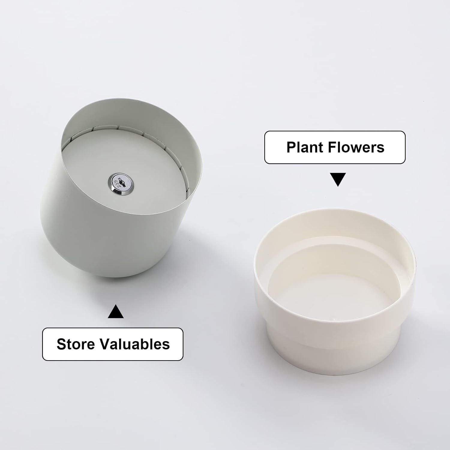 Secret Hidden Safe Flower Pot with Lock & Keys Home Outdoor Security Box