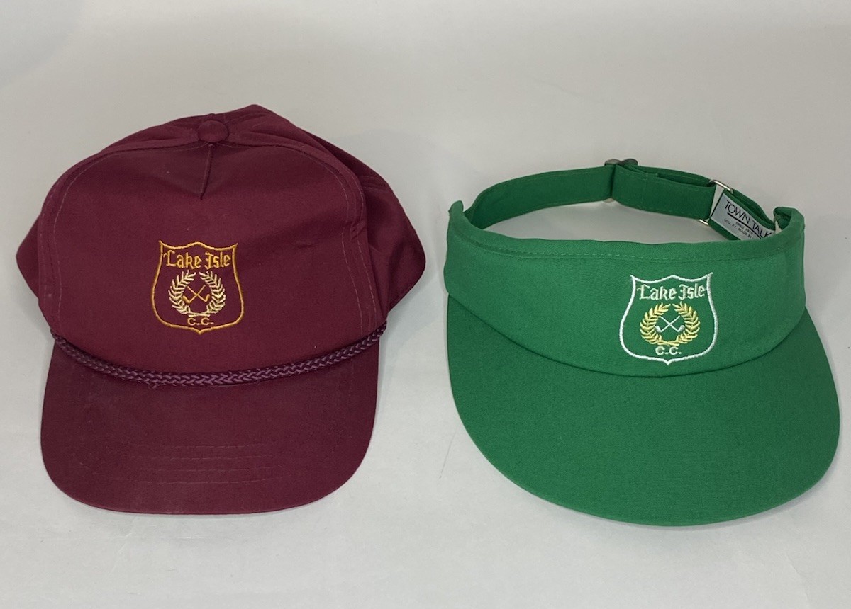 Vintage Lake Isle Country Club NY Golf Hat Snapback Rope Cap & Visor Lot Of 2