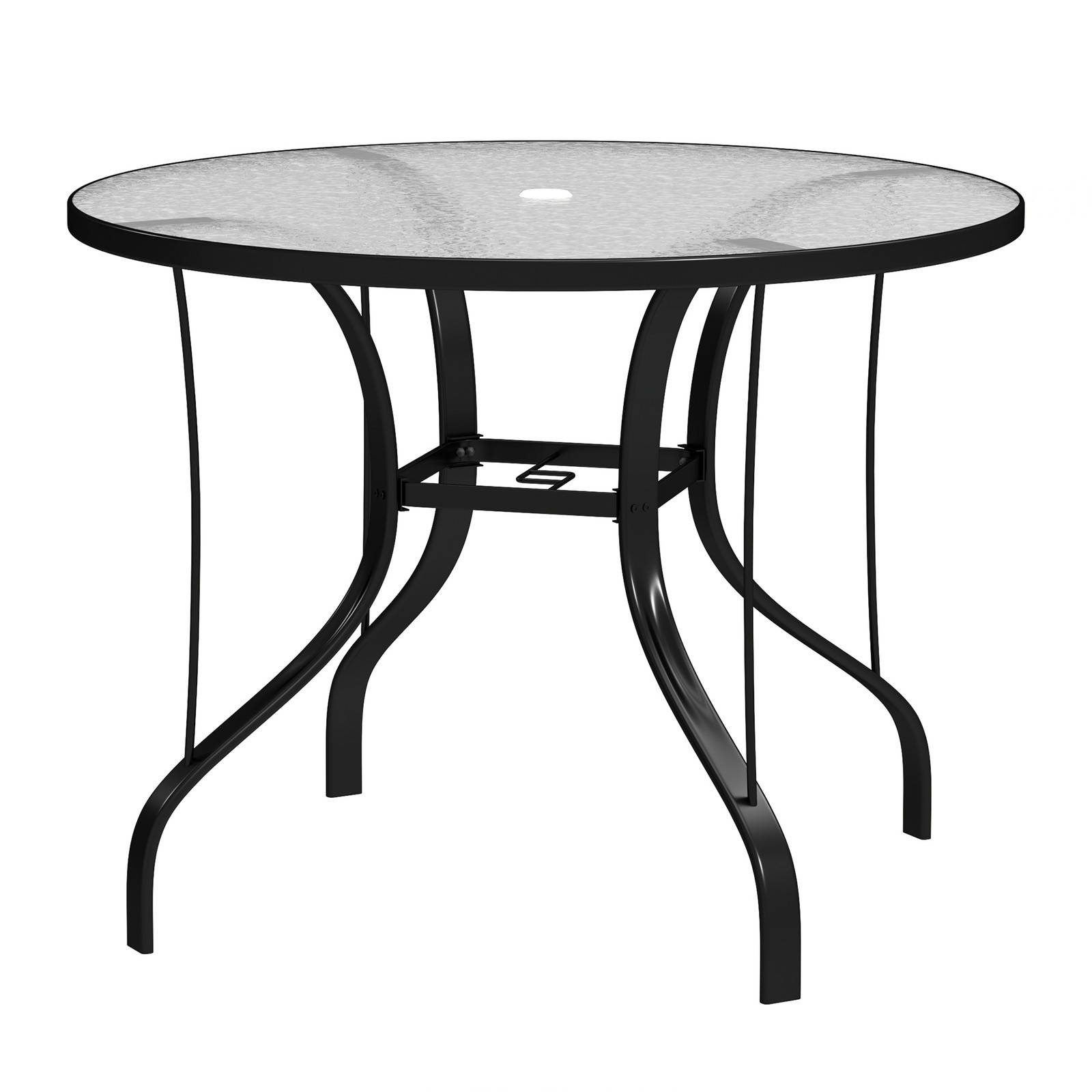 Outdoor Patio Table Round with Glass Top Garden Furniture