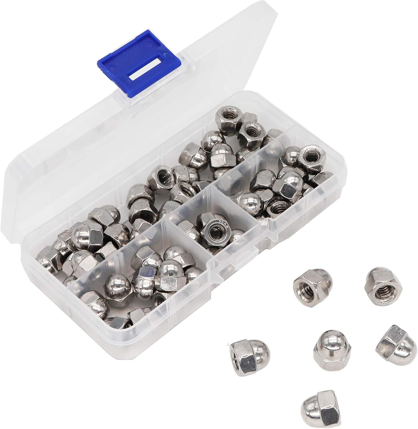 60Pcs 1/4-20 Inch Acorn Cap Nuts, 18-8/304 Stainless Steel